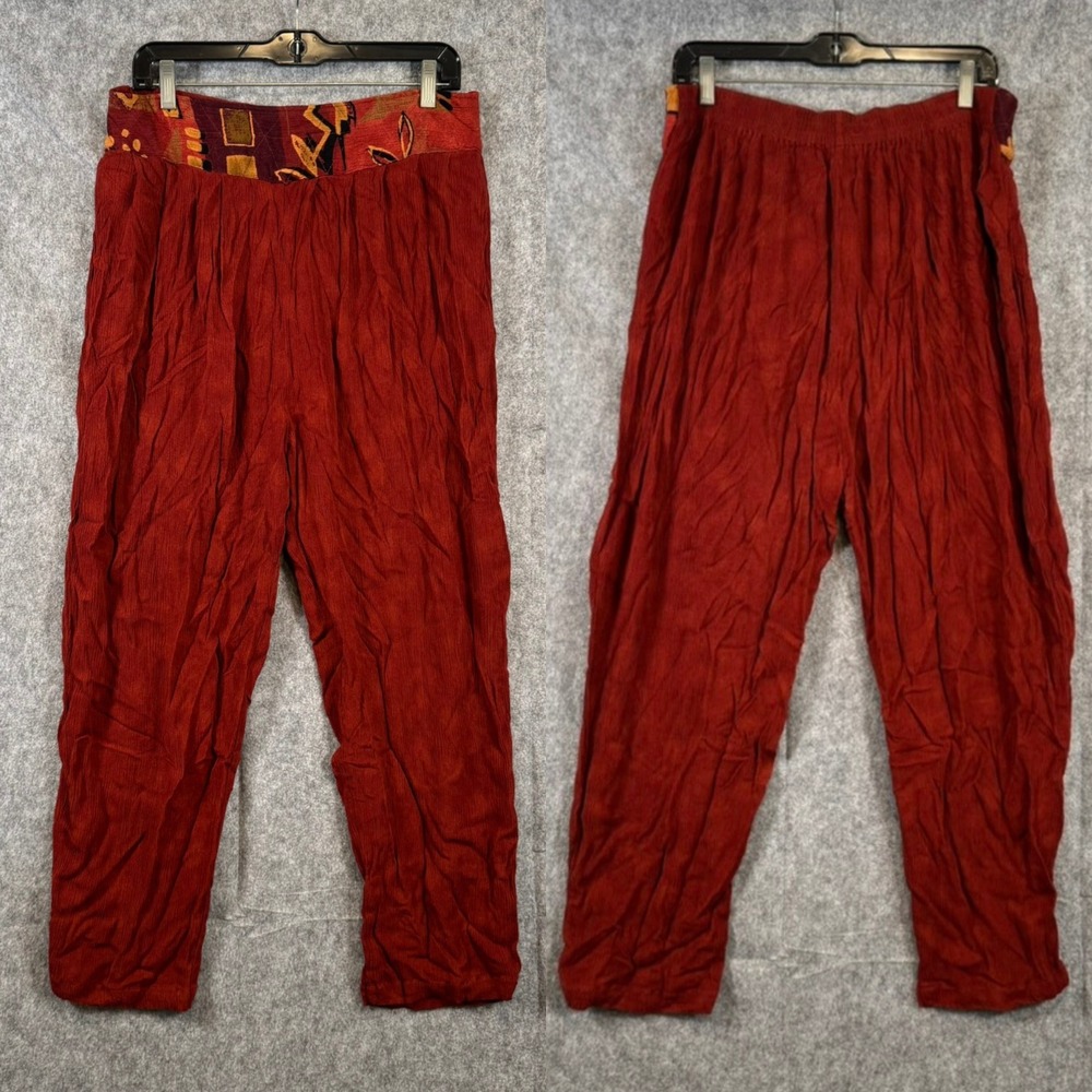 Southwest Indian Indian Ethnic Hippie Boho Gauze Pants Womens 1X Red Festival